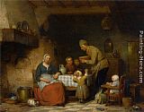 Ferdinand de Braekeleer A Peasant Family Gathered Around the Kitchen Table painting